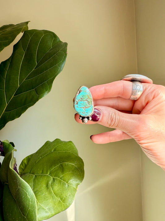 Wild Mesa Ring - Green Chilean Nugget Turquoise