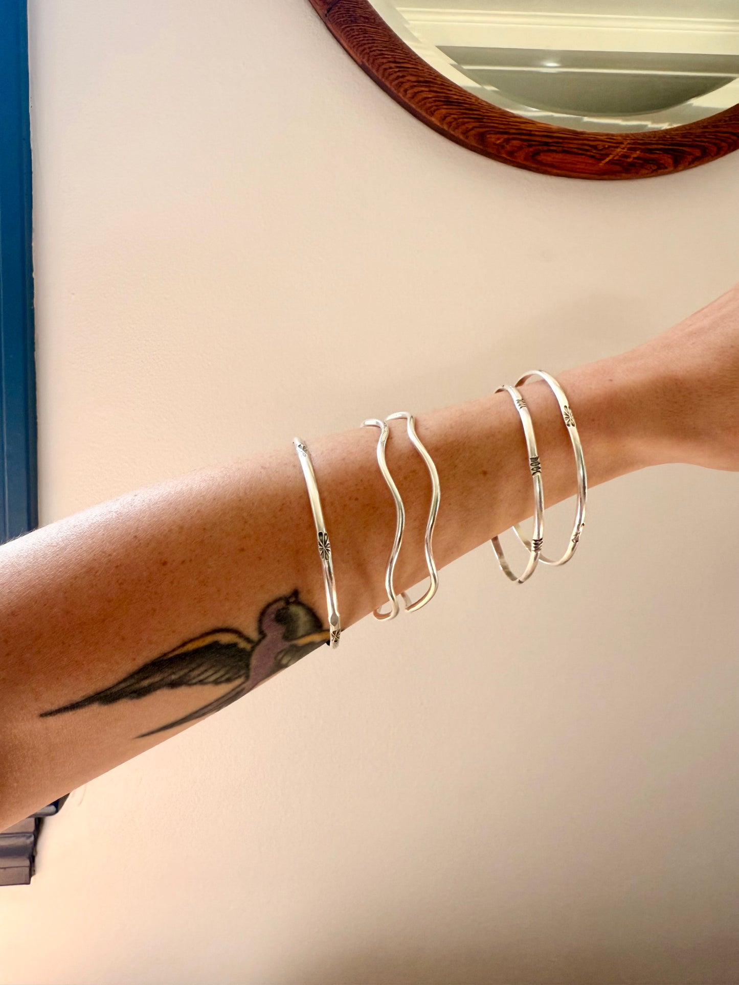 Sterling Silver Wavy Bangle