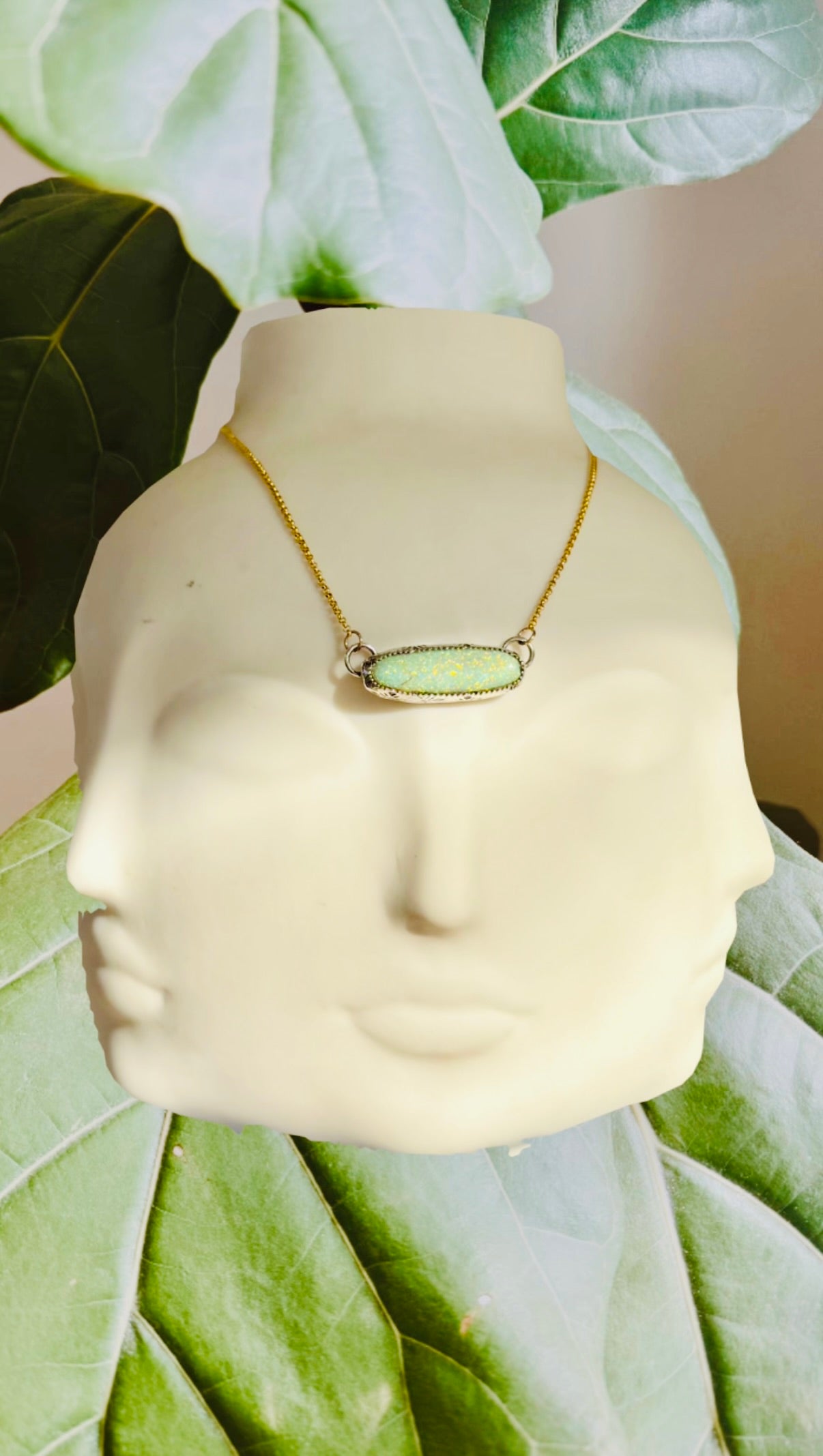 Sterling Opal Bar Pendant