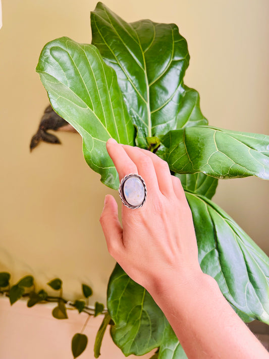 Flashy Rainbow Moonstone Statement Ring