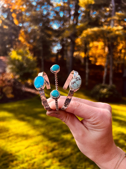 Turquoise Stamped Stacking Cuffs