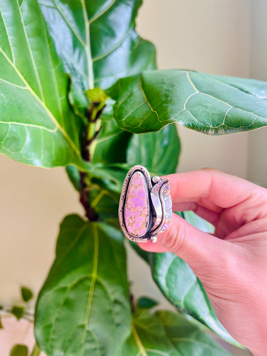 Phosphosiderite and Sterling Botanical Ring