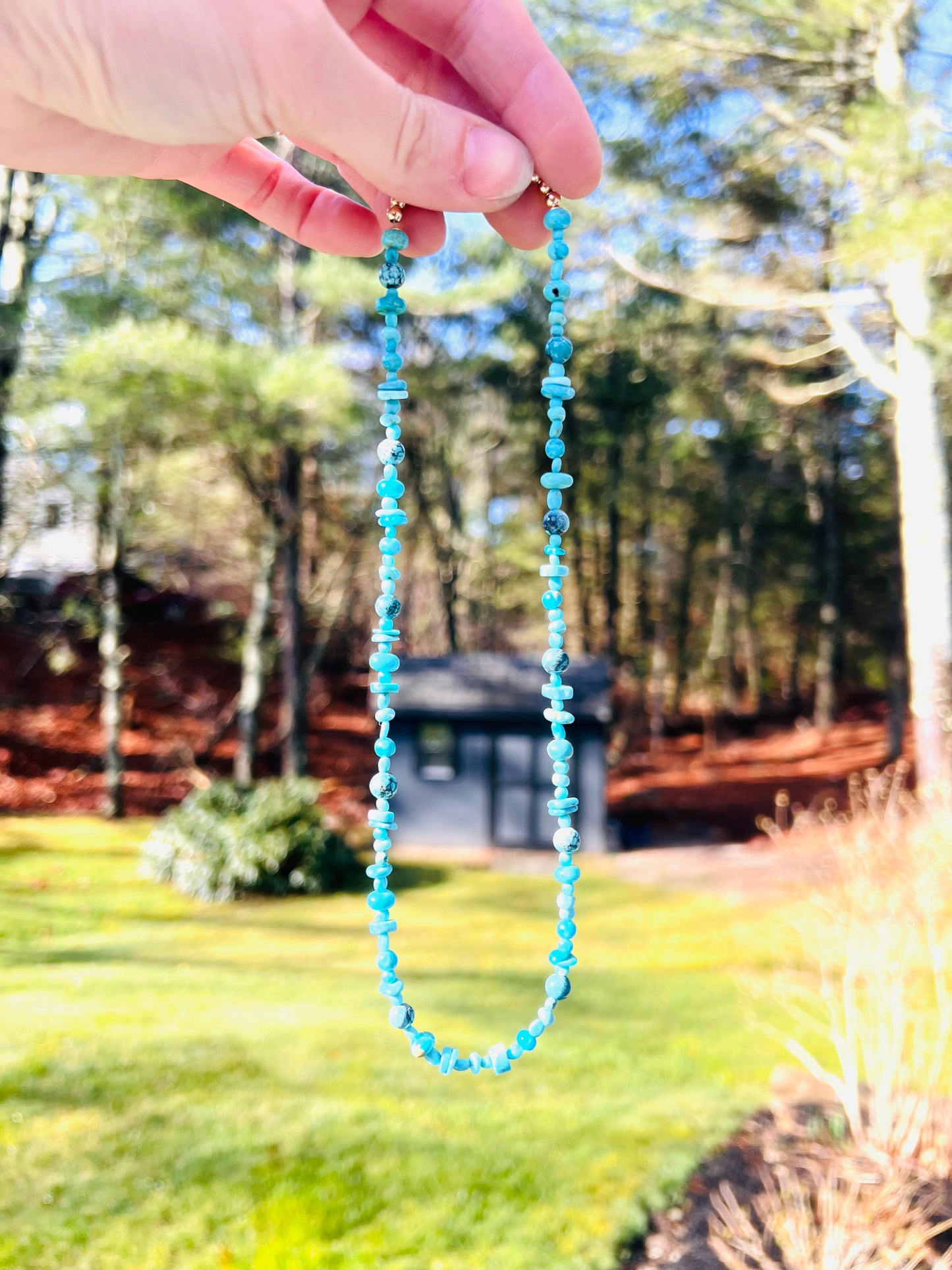 The All Baby Blue Turquoise Beaded Necklace