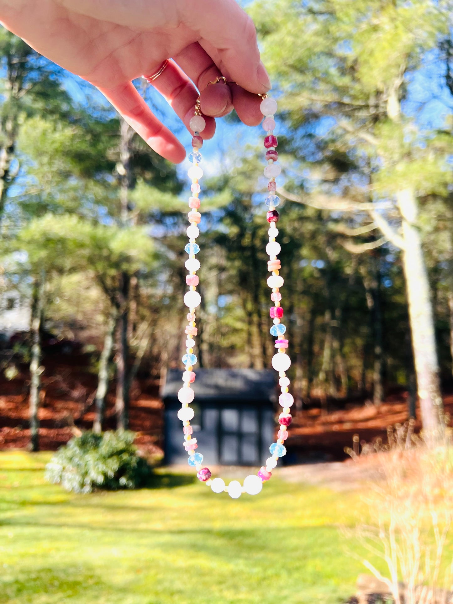 The Pink Tones Beaded Gemstone Necklace