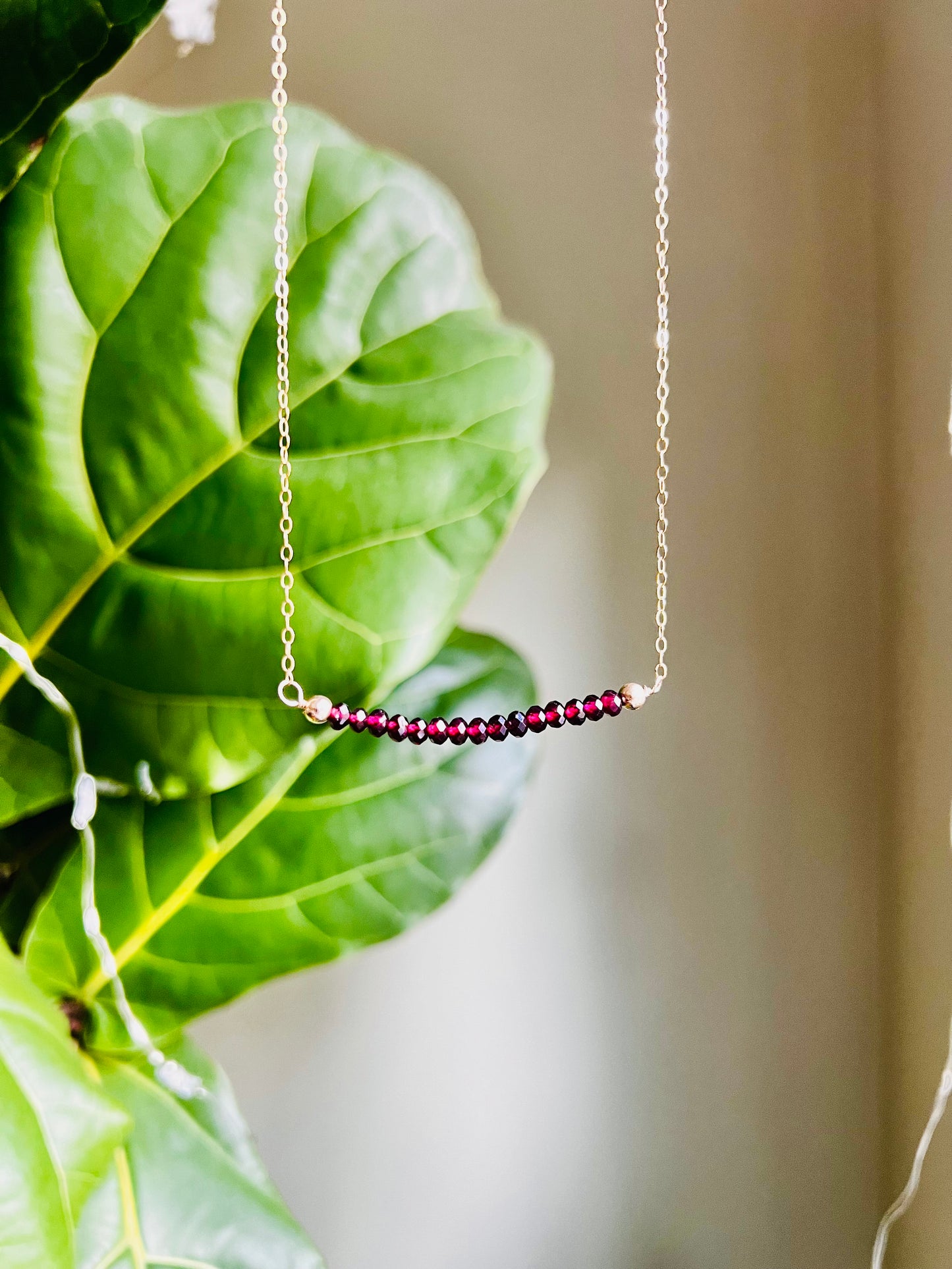 Deep Red Garnet Beaded Necklace