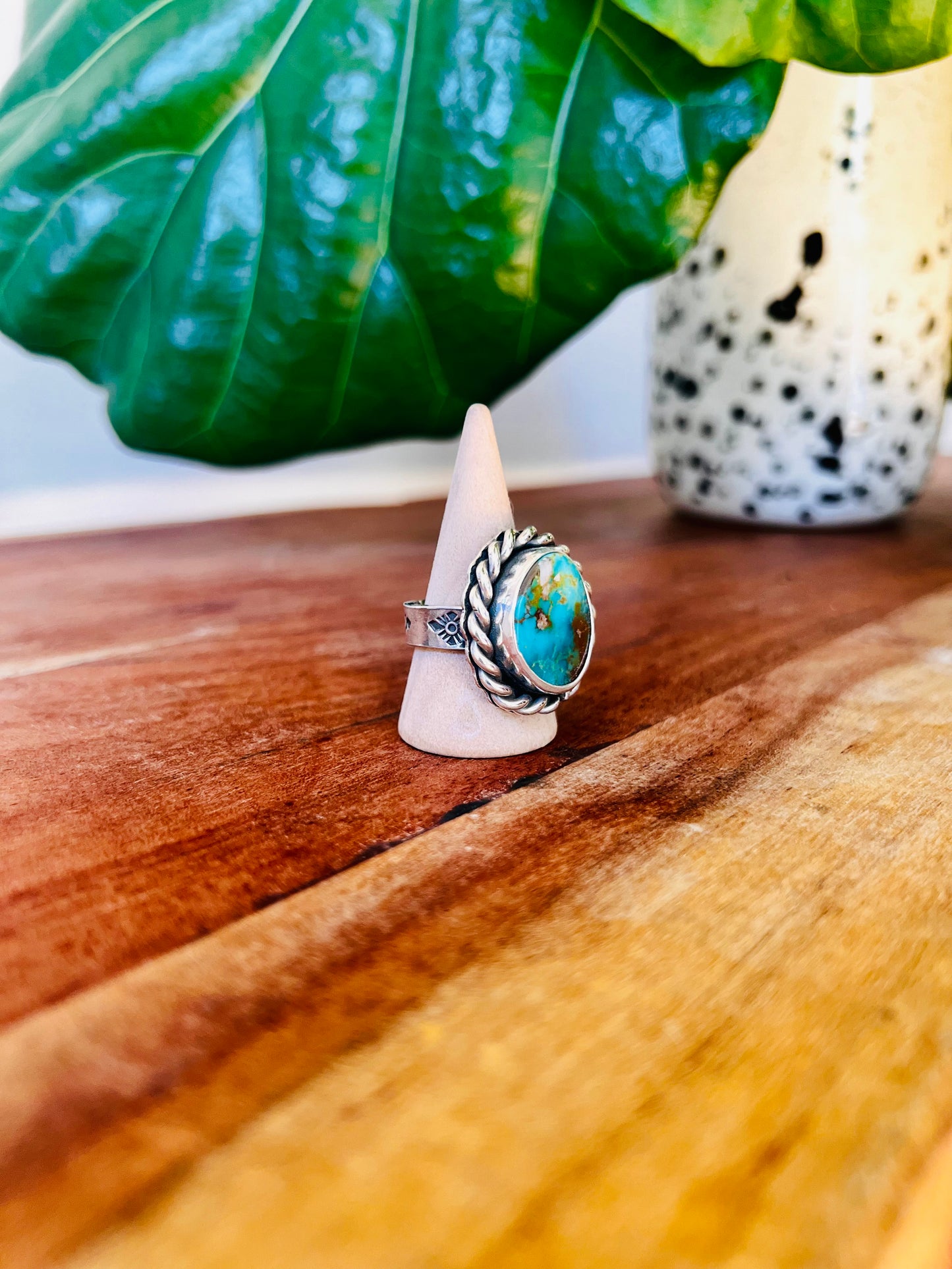 Twisted Royston Turquoise Ring