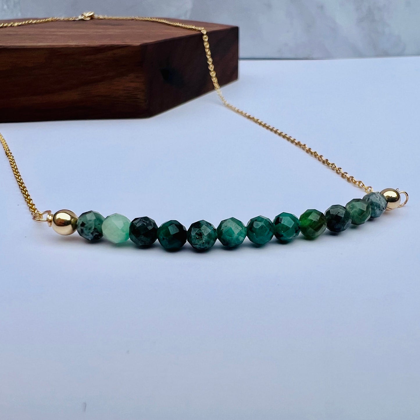Raw Green Emerald Necklace