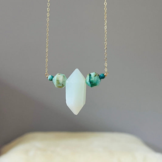 Natural Chrysoprase & Turquoise Talisman Pendant