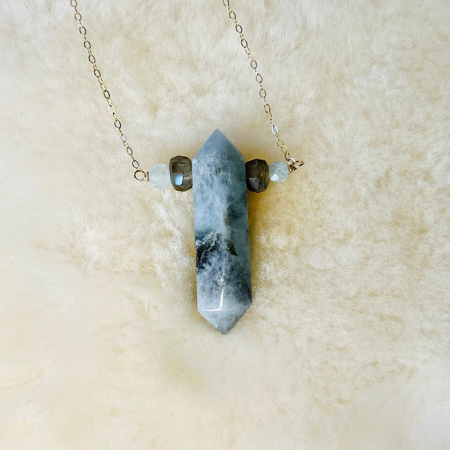 Moonstone, Labradorite & Aquamarine Talisman Pendant