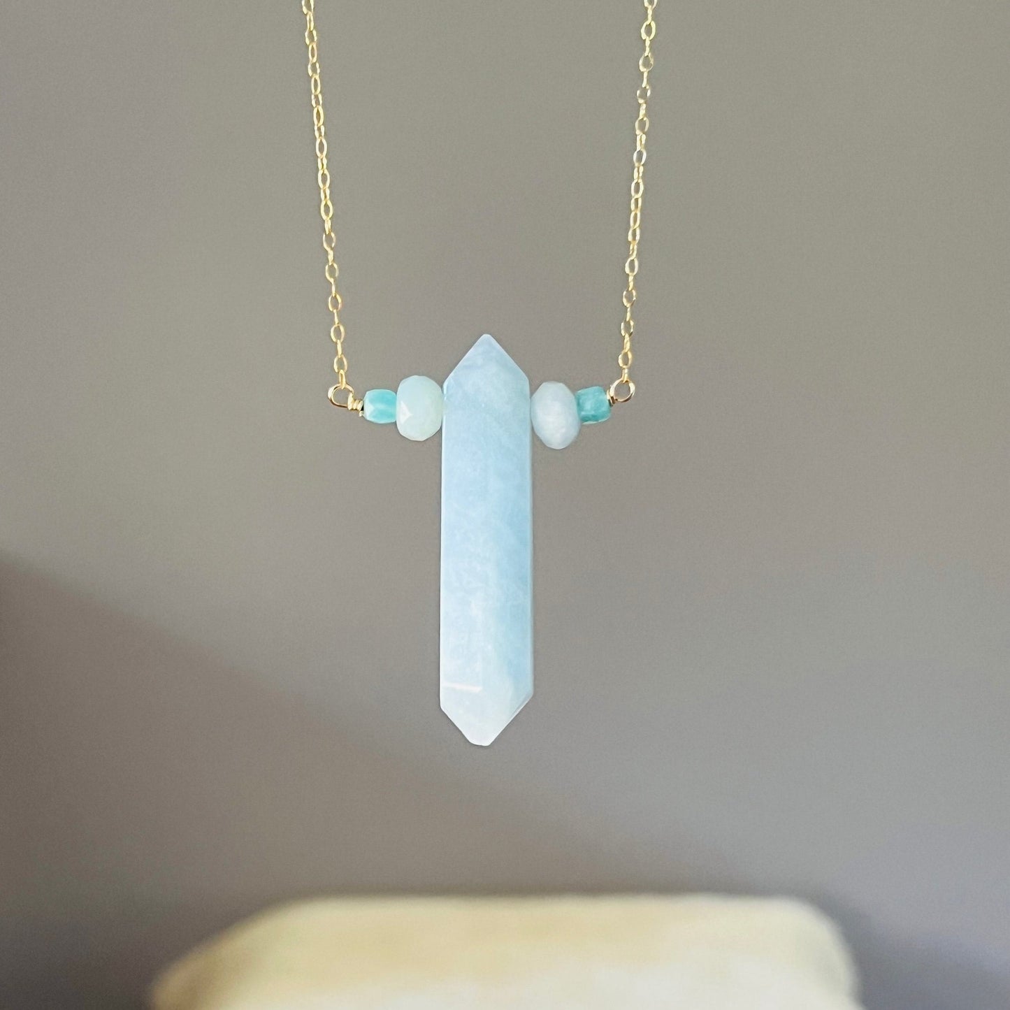 Detoxing Blue Aquamarine Talisman Pendant Necklace