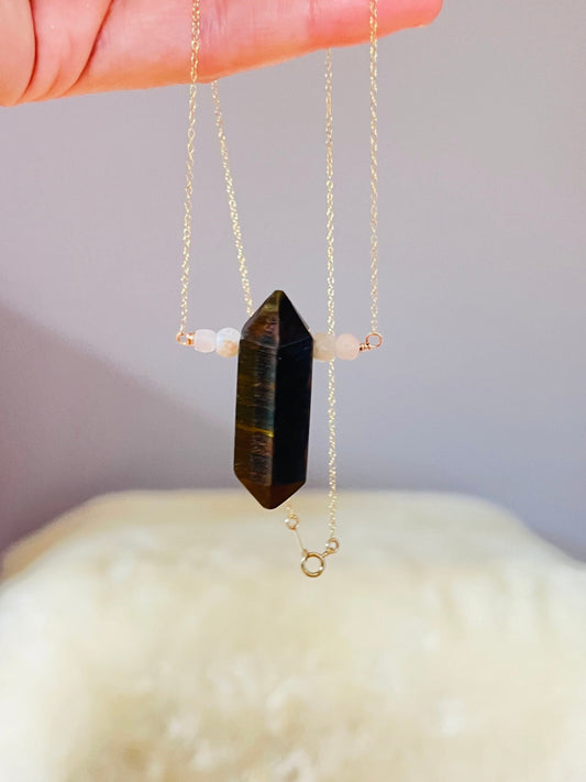 Tiger's Eye & Rose Quartz Talisman Pendant
