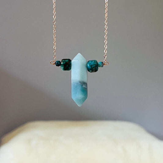 Natural Amazonite & Turquoise Talisman Pendant