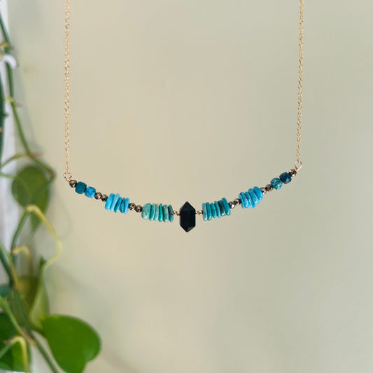 Natural Turquoise & Black Onyx Necklace